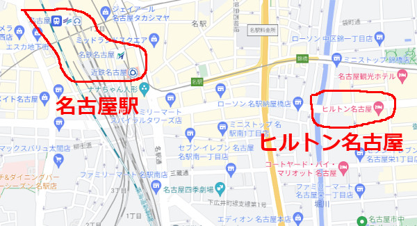 ヒルトン名古屋の地図